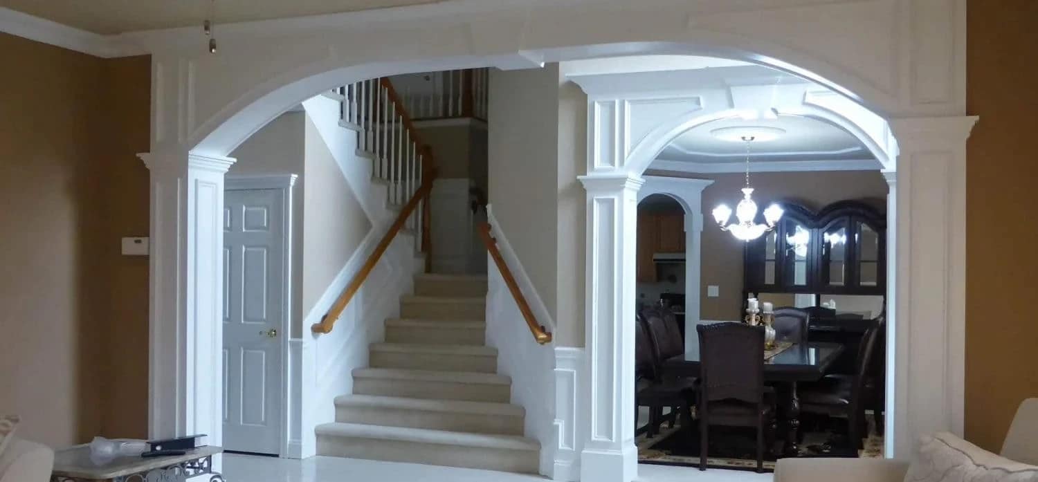 Custom architectural archway with decorative columns installed in a Monmouth County NJ home